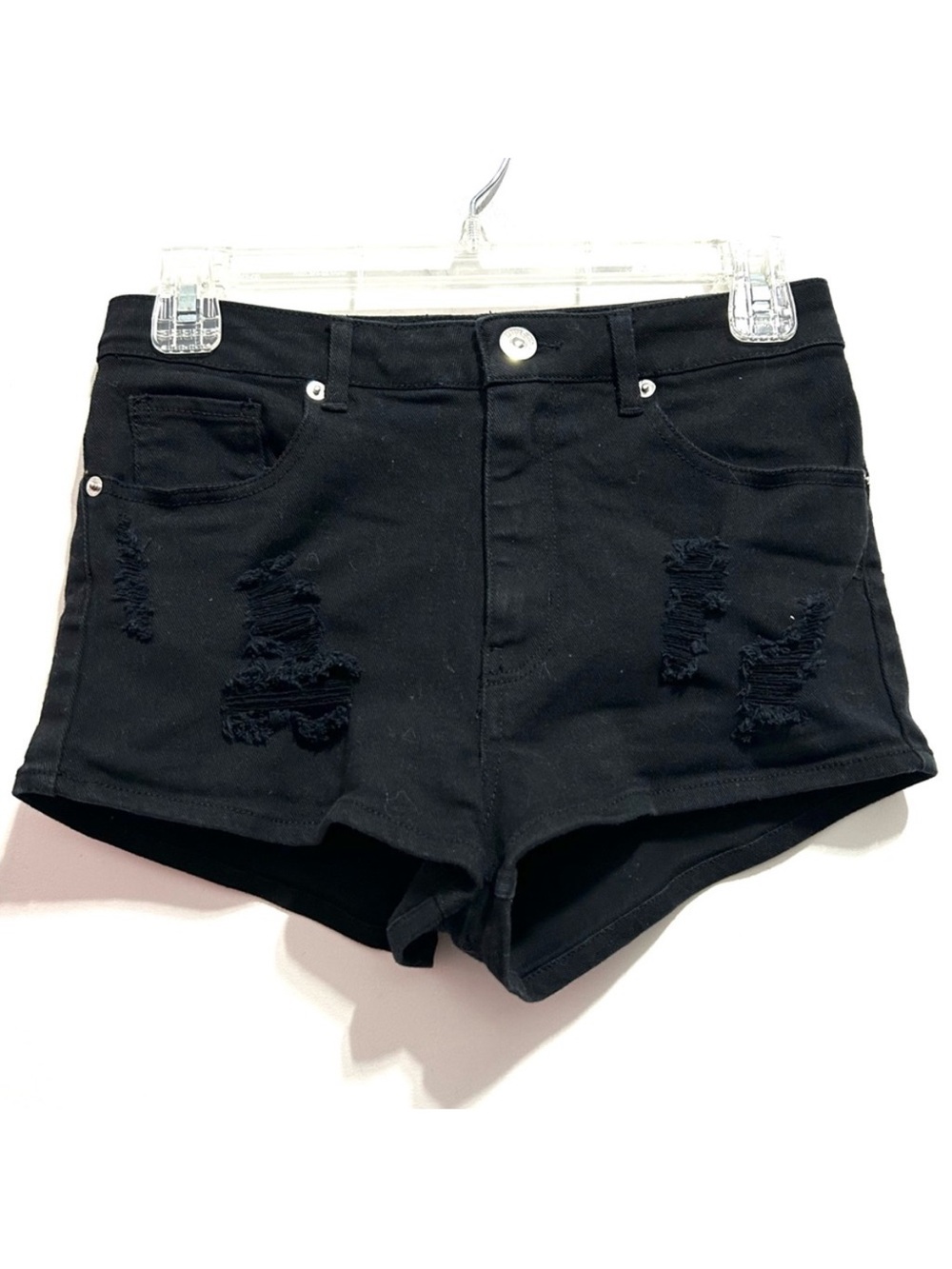 Divided by H&M Black Ripped Distressed Jean Shorts Denim Jorts